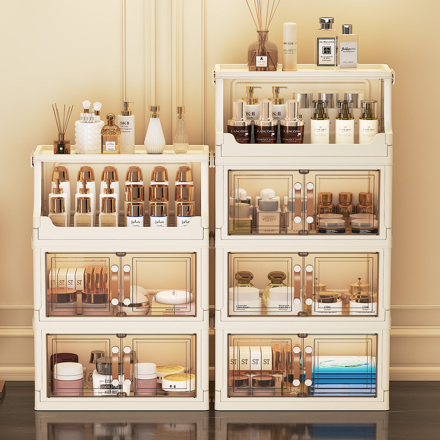 多層デスクトップスキンケア収納ボックス高級化粧品口紅香水オー - Luxury Skincare Display のレビューと価格