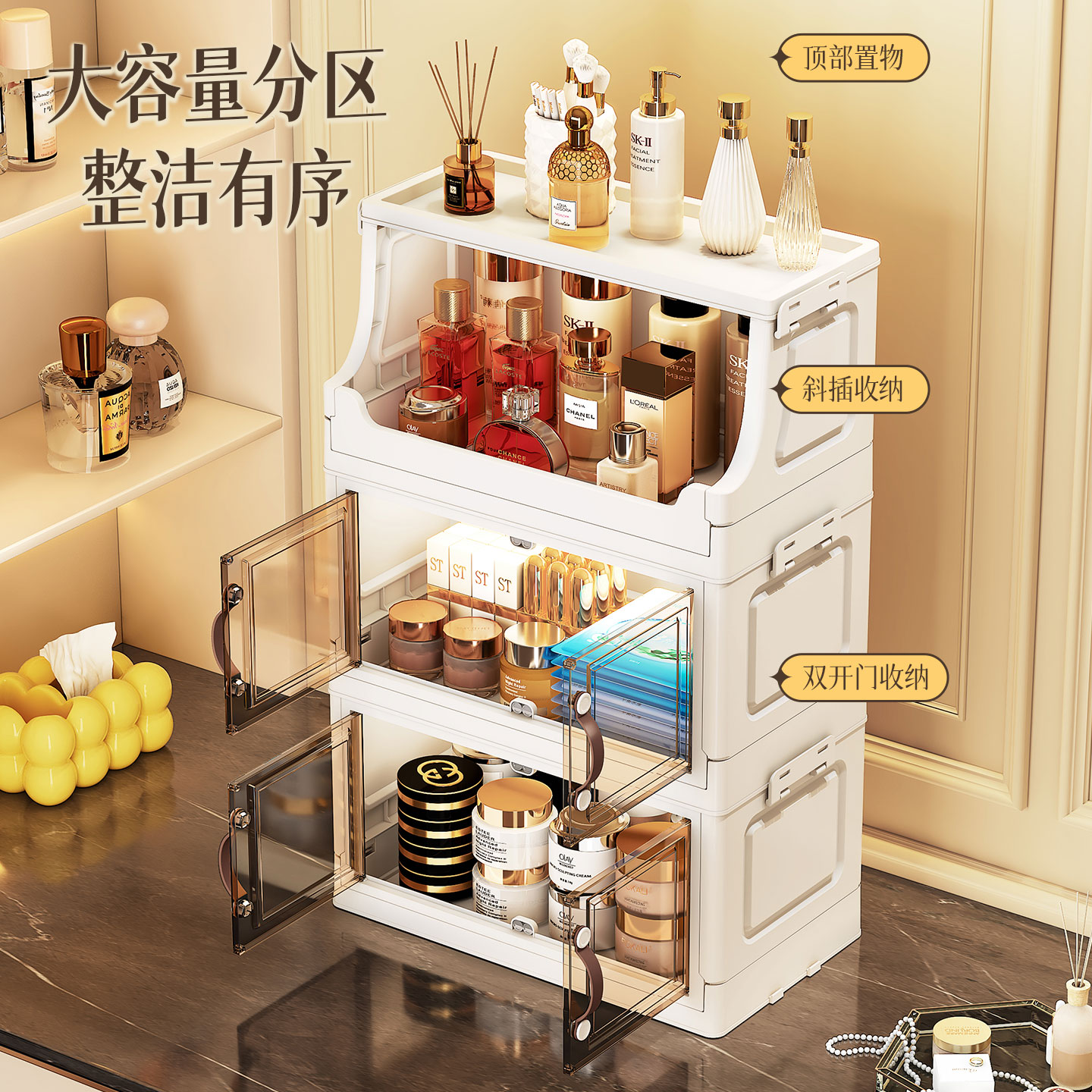 多層デスクトップスキンケア収納ボックス高級化粧品口紅香水オー - Luxury Skincare Display のレビューと価格
